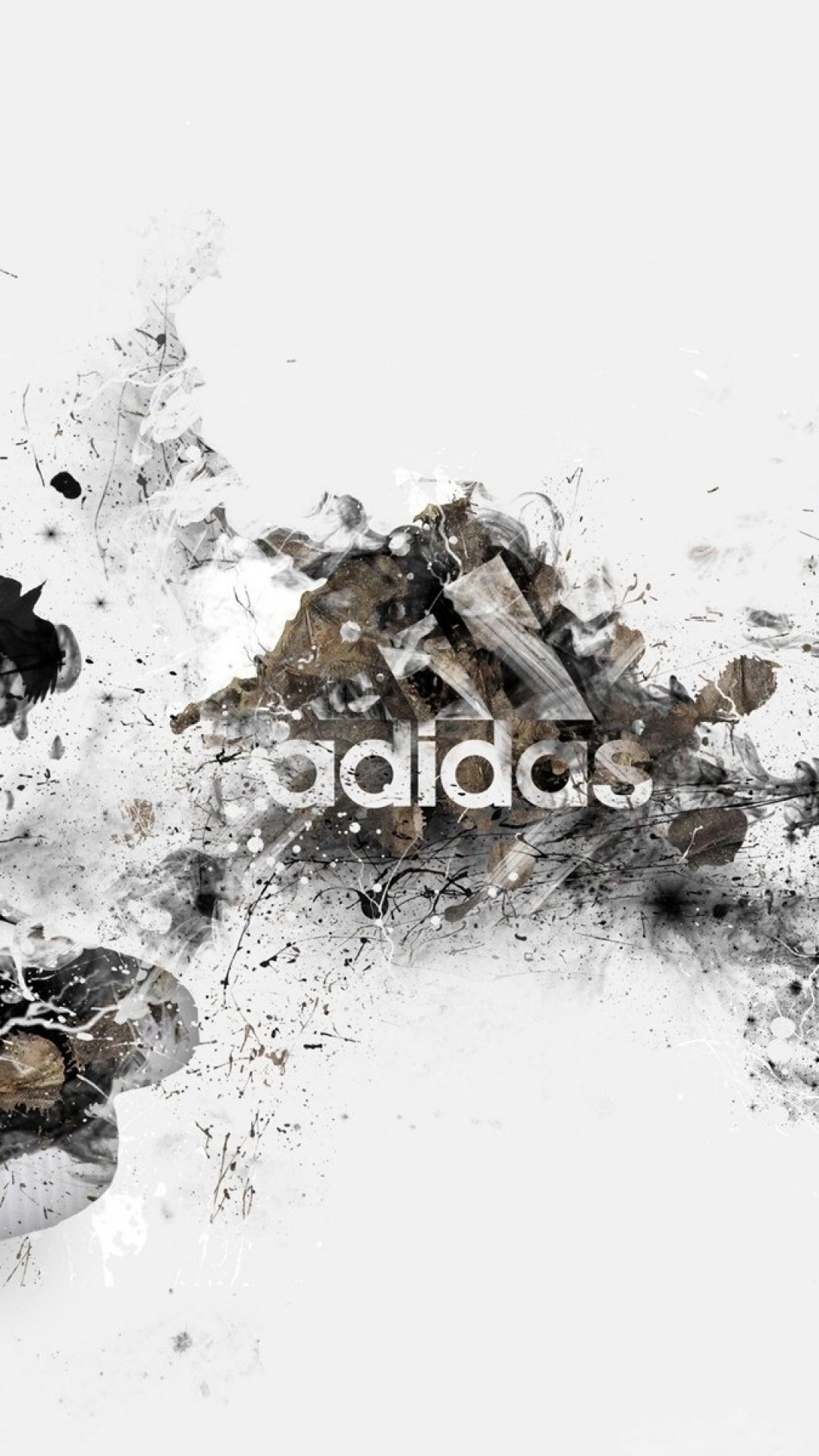 Adidas, Explosion, Staubwolke, Grau, Weißer Hintergrund, Sperrbildschirm fürs iPhone