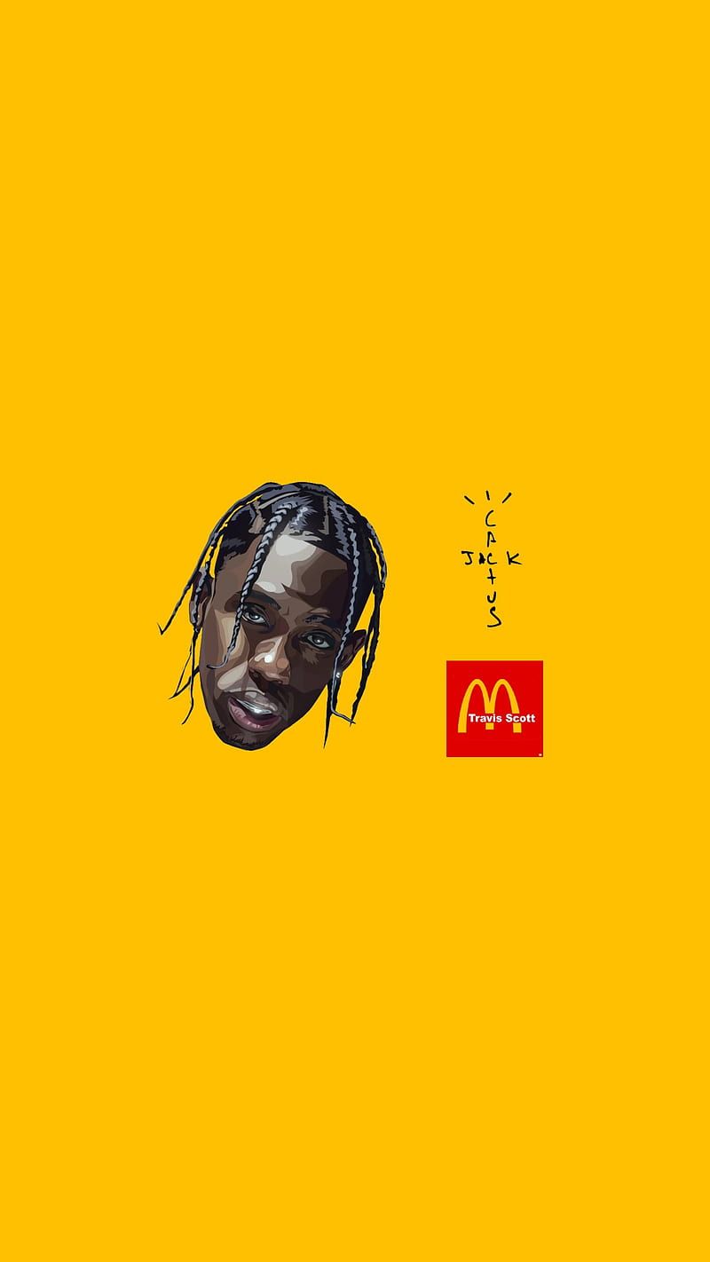 Travis Scott, Cactus Jack, McDonald's, Kollaboration, Gelber Hintergrund, Sperrbildschirm fürs iPhone