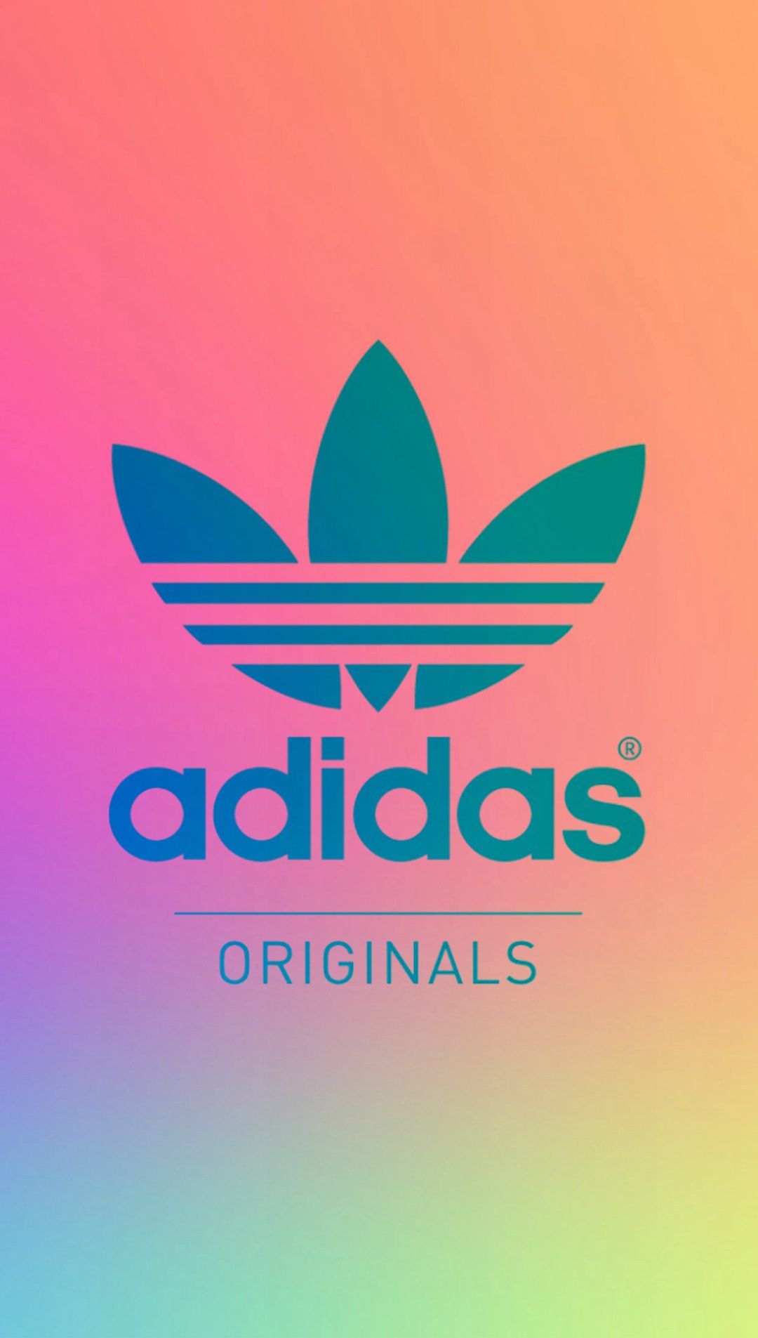 Adidas Originals, Trefoil-Logo, Farbverlauf, Pastell, Bunt, Full HD, Handy-Hintergrund