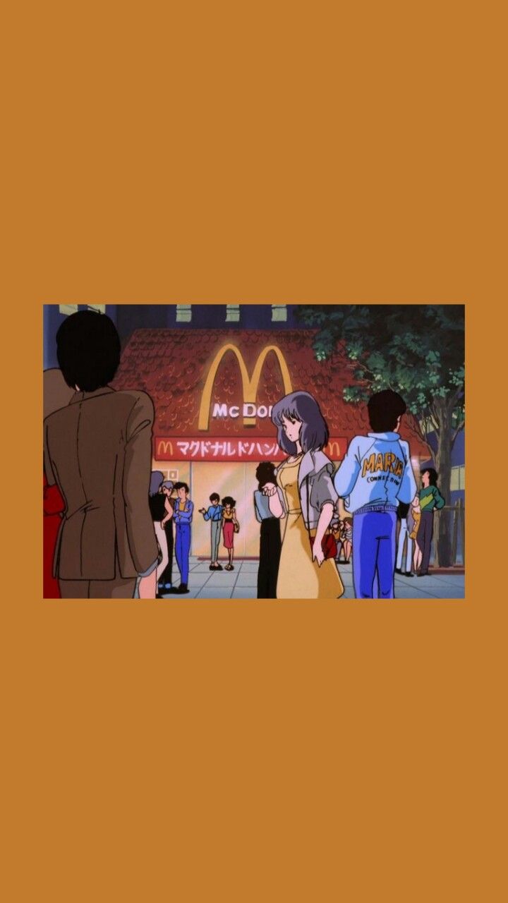 McDonald's, Restaurant, Szene, Brauner Hintergrund, Retro, Sperrbildschirm fürs iPhone