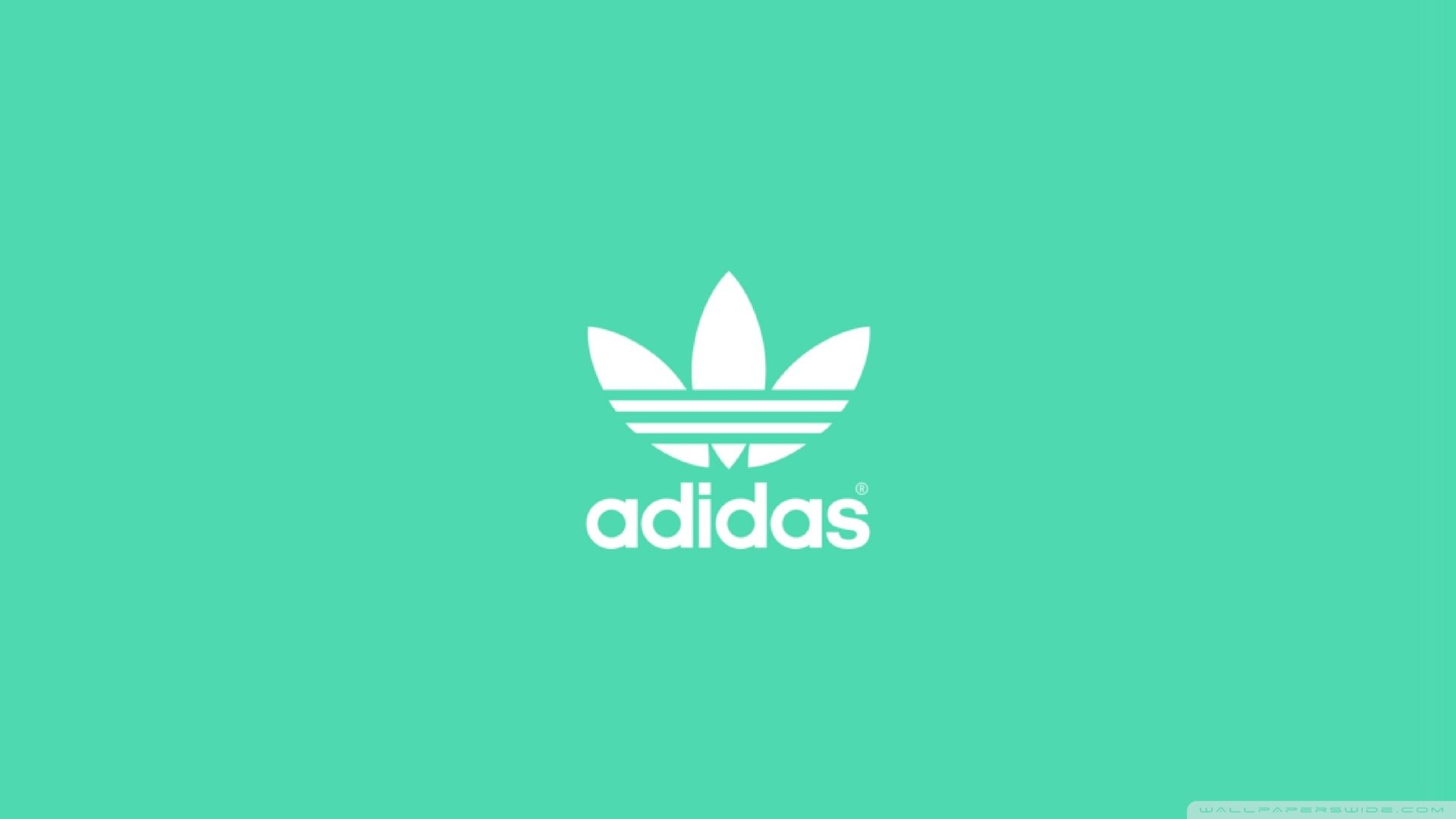 Adidas, Trefoil-Logo, Mintgrüner Hintergrund, Minimalistisch, Full HD Wallpaper