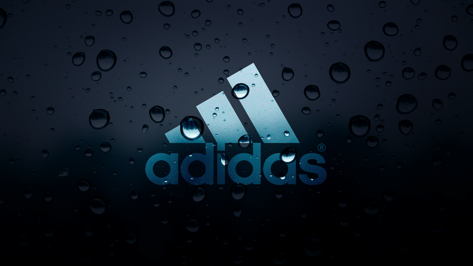 Adidas, Performance-Logo, Wassertropfen, Dunkelblau, 3D, HD, Breitbild-Hintergrundbild