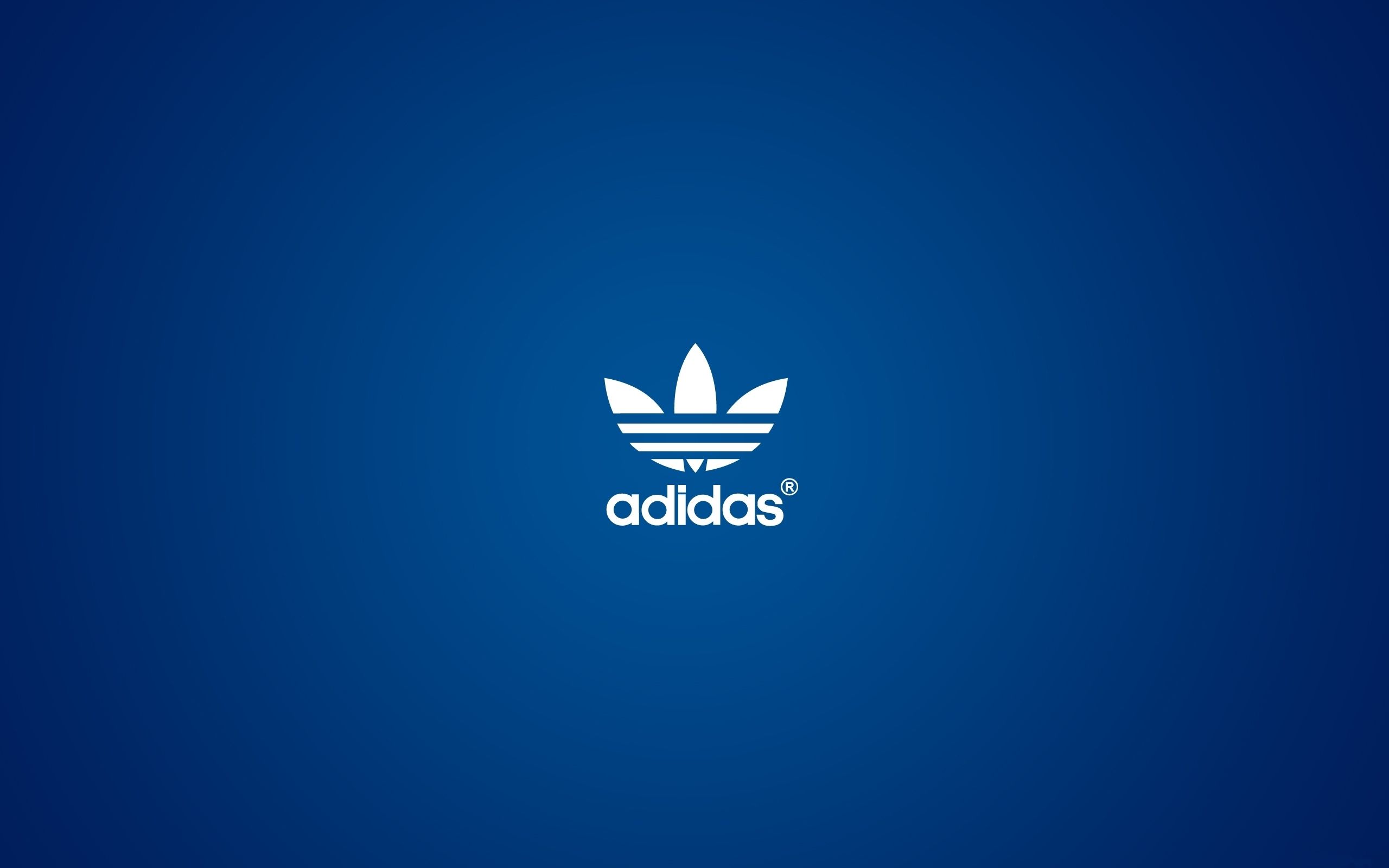 Adidas, Trefoil-Logo, Blauer Hintergrund, Minimalistisch, 2K Wallpaper
