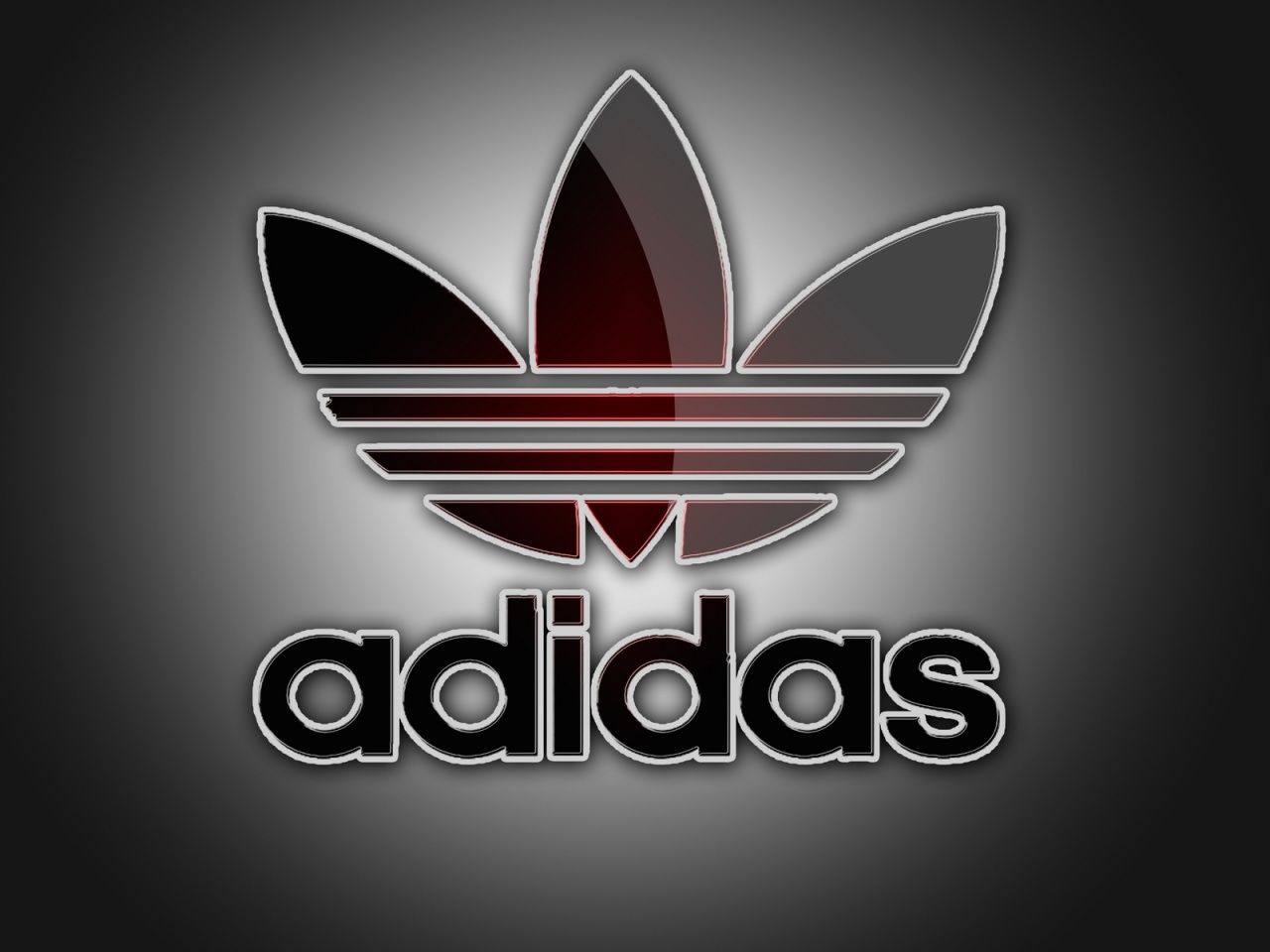 Adidas, Trefoil-Logo, 3D-Logo, Schwarz, Rot, Chrom, HD, Hintergrundbild fürs Tablet