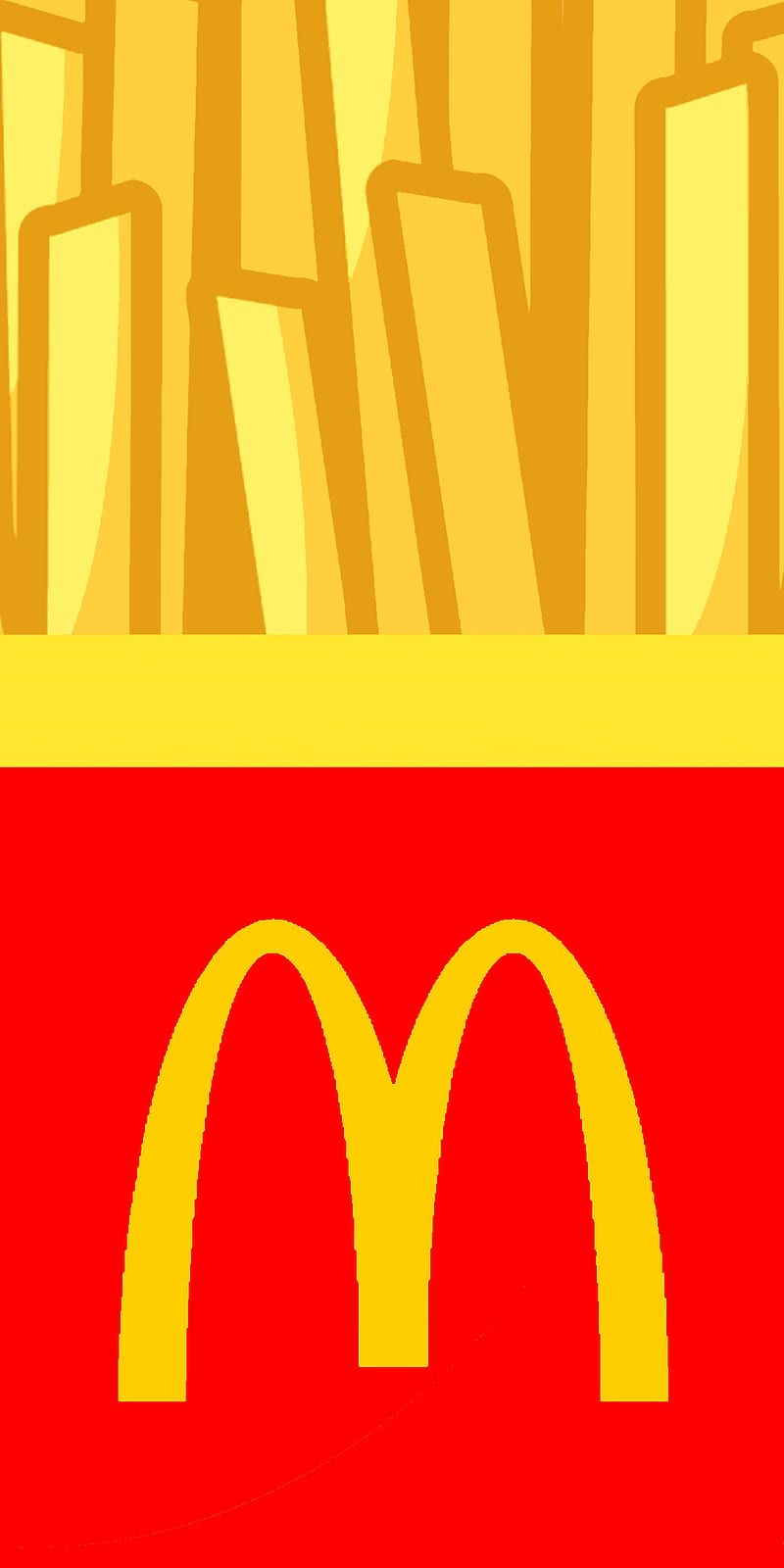 McDonald's-Logo, Pommes, Rot-Gelb, Minimalistisch, Illustration, HD, Handy-Hintergrundbild