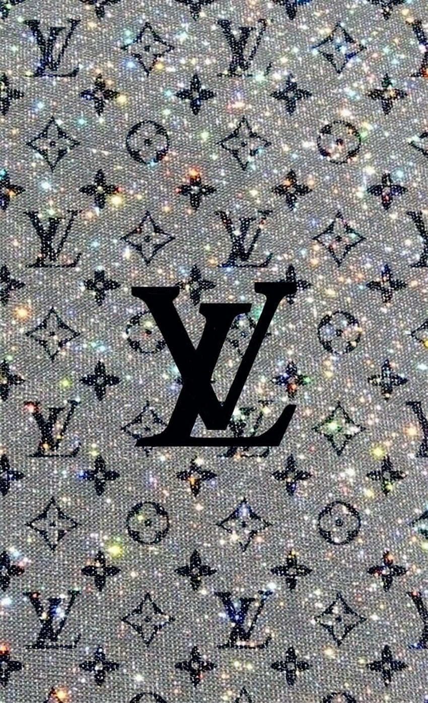 Louis Vuitton, Logo, Glitzer, Silber, Monogramm, Hochformat, Hintergrundbild fürs Smartphone