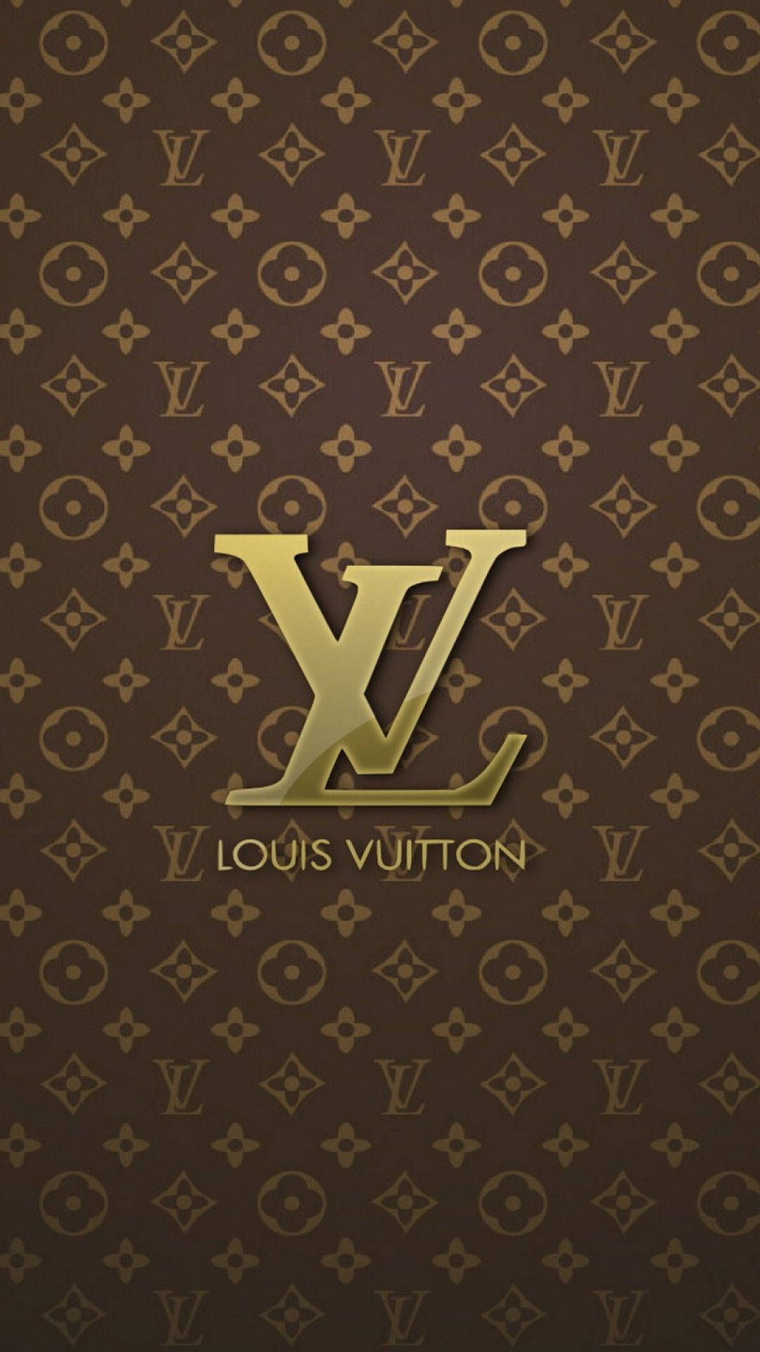 Louis Vuitton, Logo, Monogramm, Braun, Gold, Full HD, Handy-Hintergrund im Hochformat