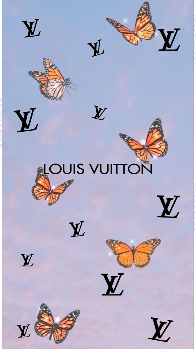 Louis Vuitton, Schmetterlinge, Monogramm, Pastell, Fliederfarben, Hintergrundbild fürs Handy