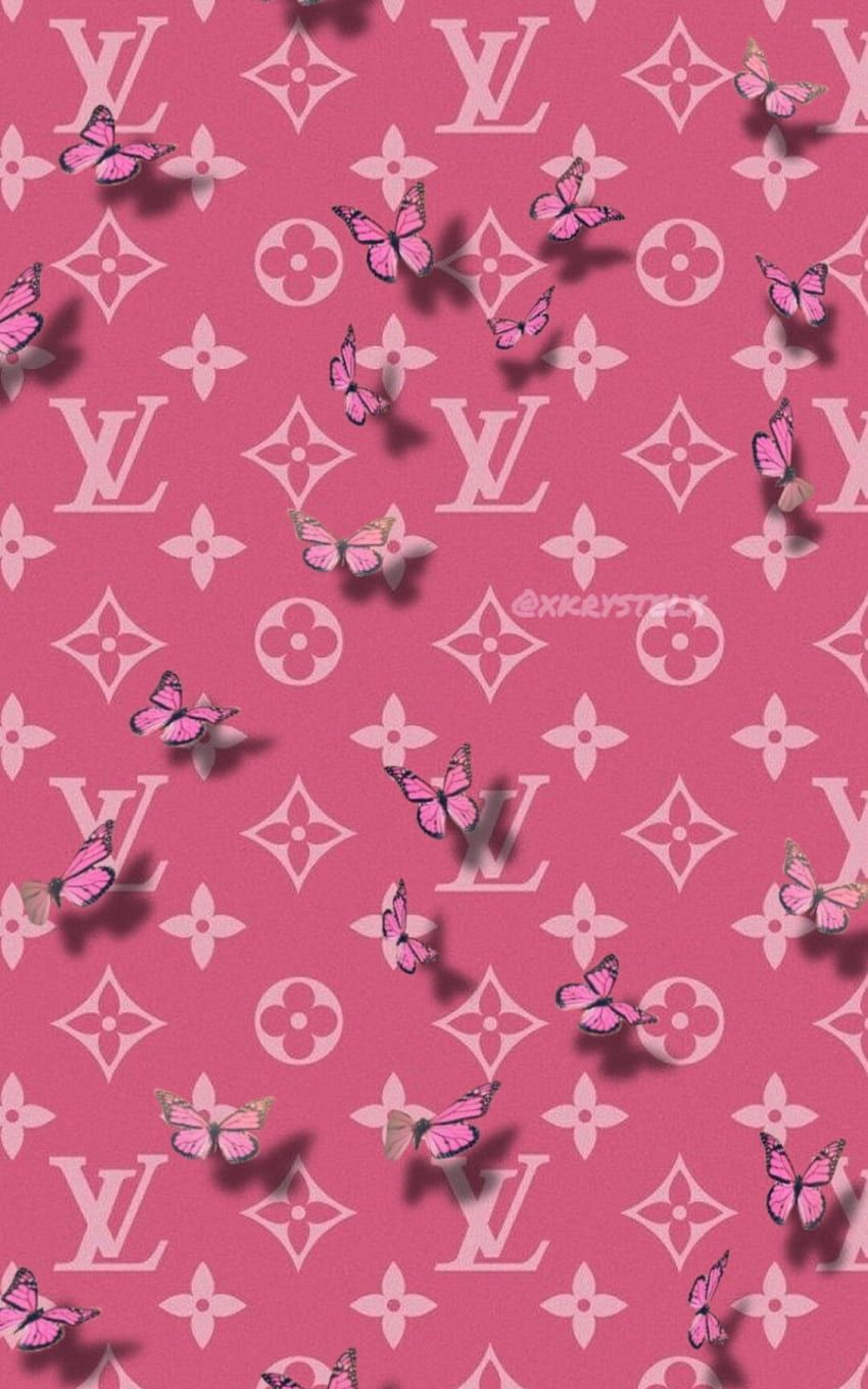 Louis Vuitton, Monogramm, Schmetterlinge, Pink, Muster, HD, Hintergrundbild fürs Handy