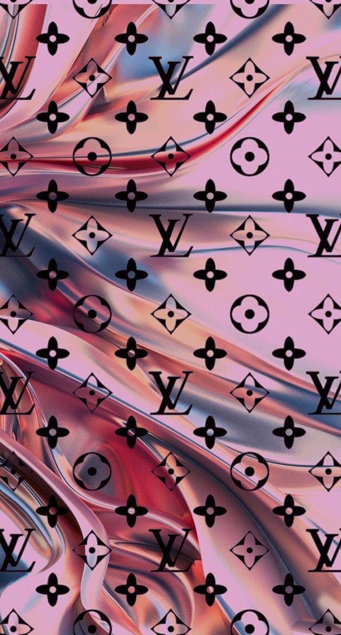 Louis Vuitton, Monogramm, Seide, Stoff, Rosa, Lila, Hintergrundbild für iPhone und Android