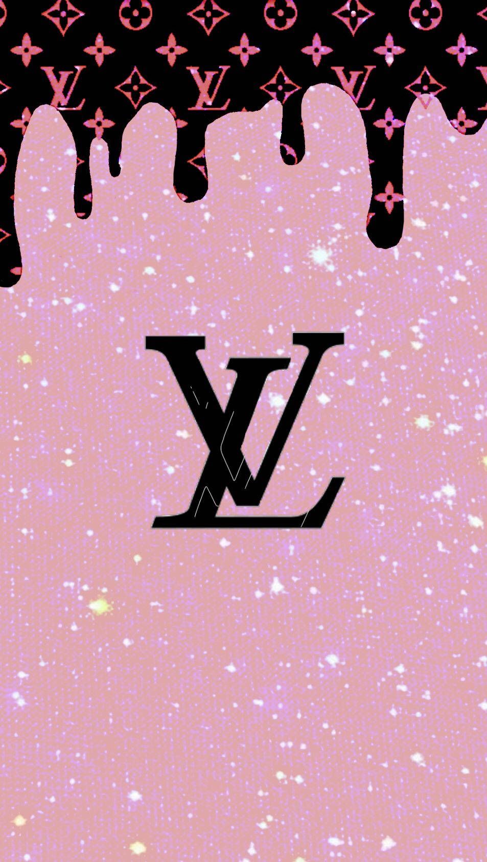 Louis Vuitton, Logo, Glitzer, Tropfen, Rosa, Schwarz, HD, Hintergrundbild fürs Handy