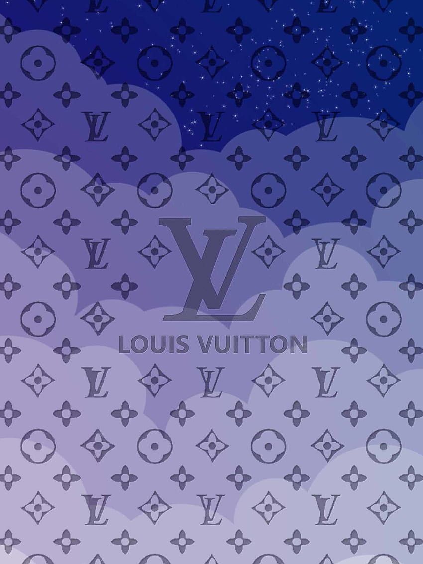 Louis Vuitton, Logo, Monogramm, Wolken, Dunkelblau, Lila, Hintergrundbild fürs iPad
