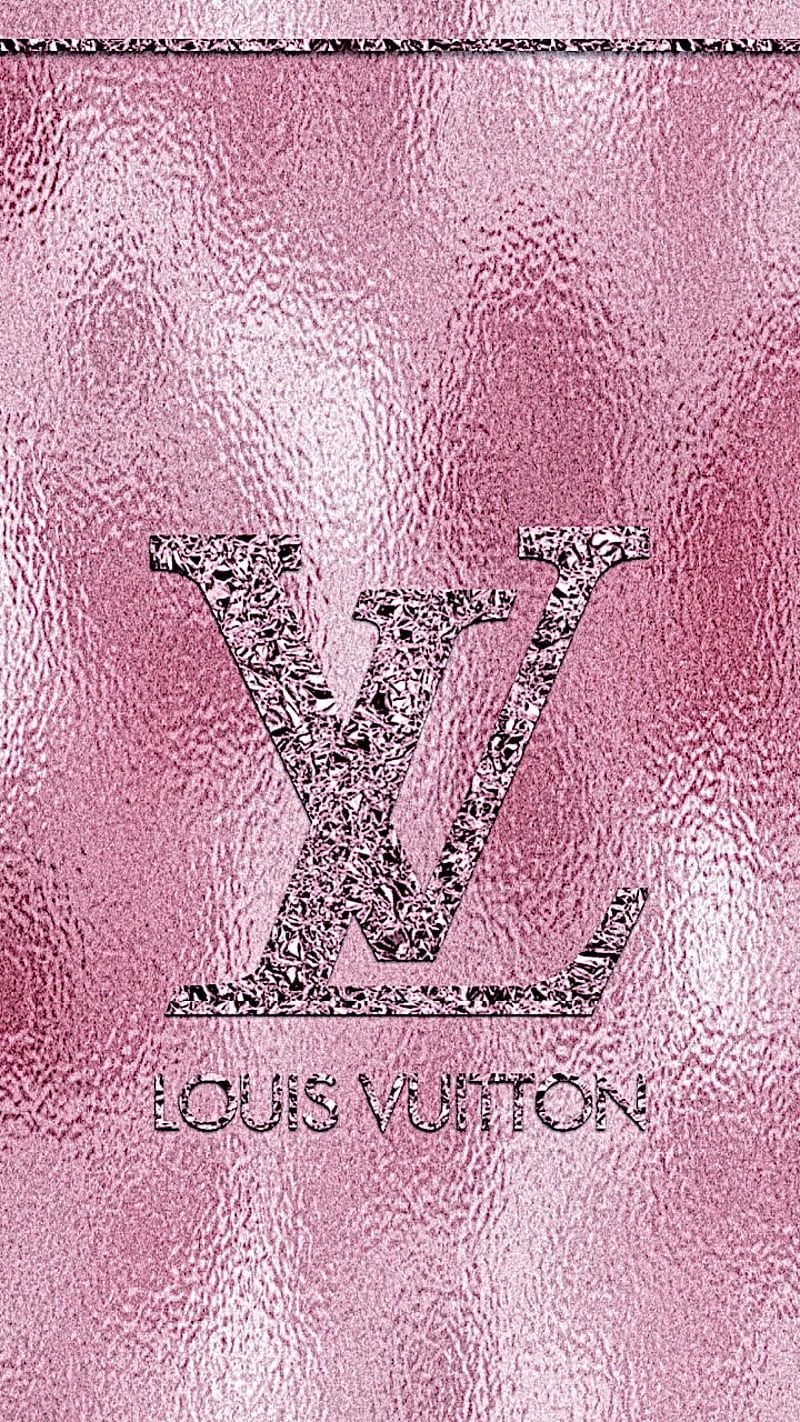 Louis Vuitton, Logo, Glitzer, Rosa, Metallic, HD, Handy-Hintergrund im Hochformat