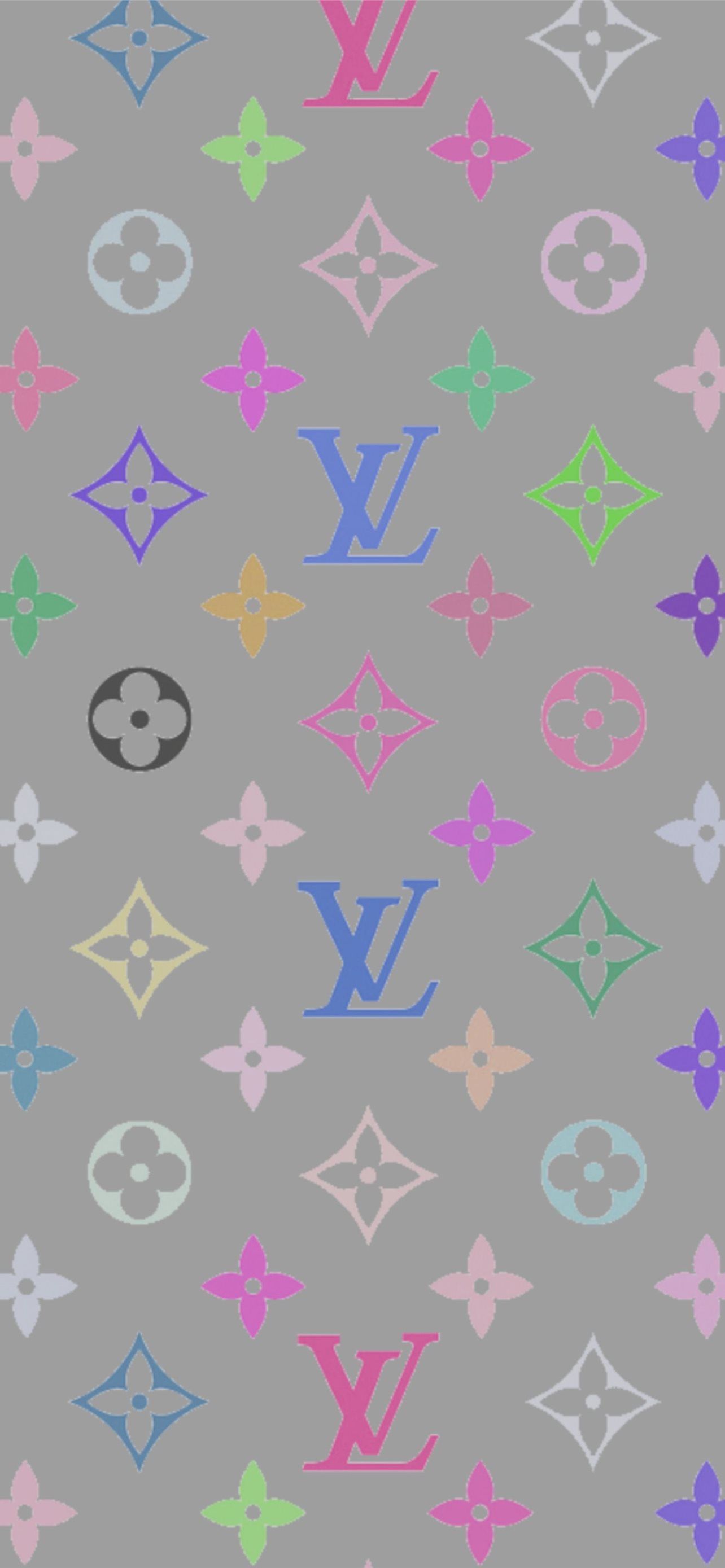 Louis Vuitton, Monogramm, Bunt, Grauer Hintergrund, Full HD, Sperrbildschirm fürs iPhone