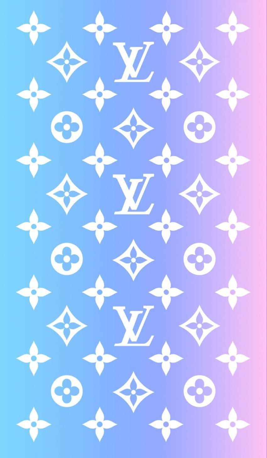 Louis Vuitton, Monogramm, Farbverlauf, Hellblau, Rosa, Pastell, Hintergrundbild fürs Handy