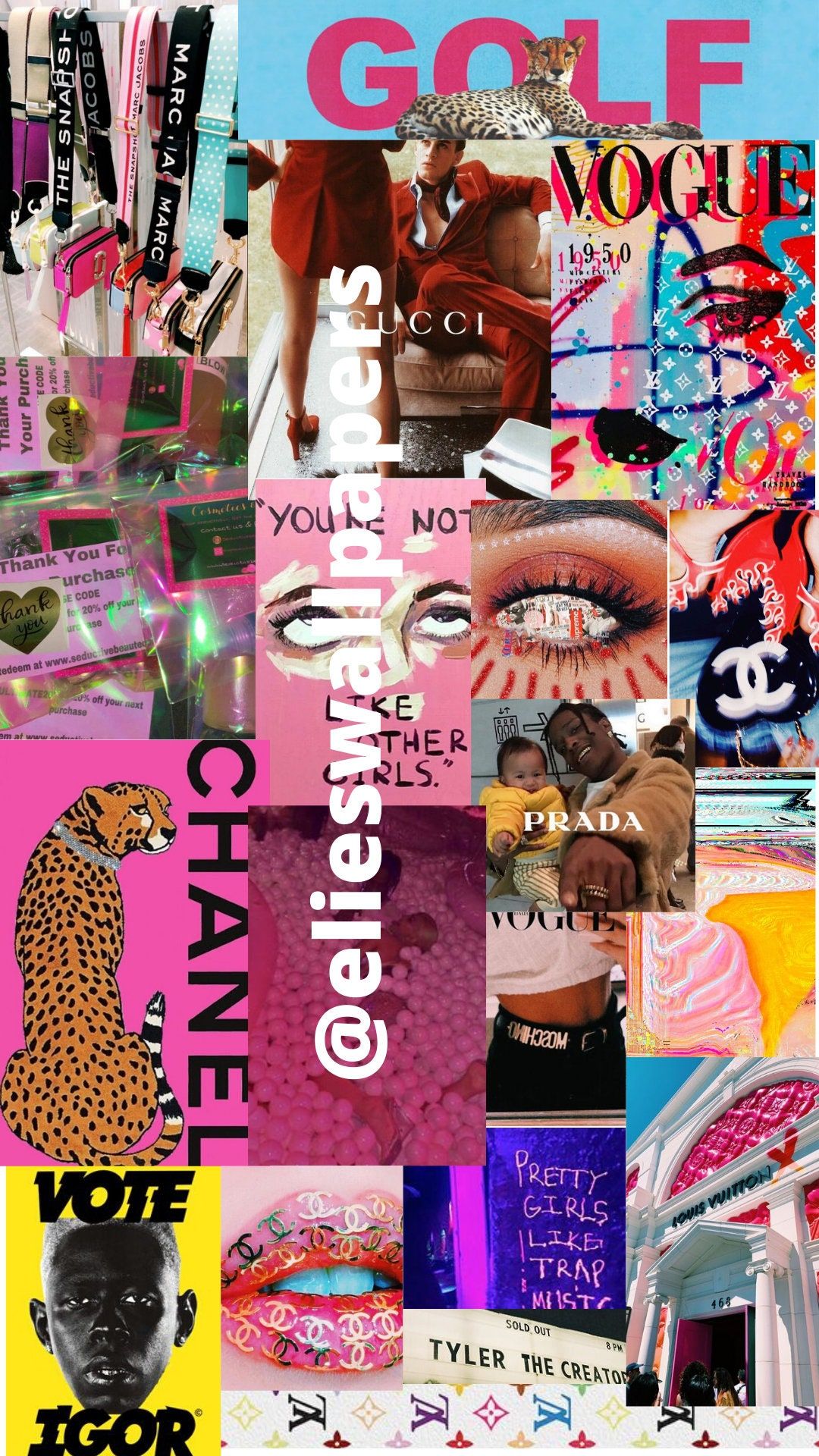 Golf Wang, Vogue, Chanel, Collage, Mode, Bunt, Full HD, Hintergrundbild fürs Handy