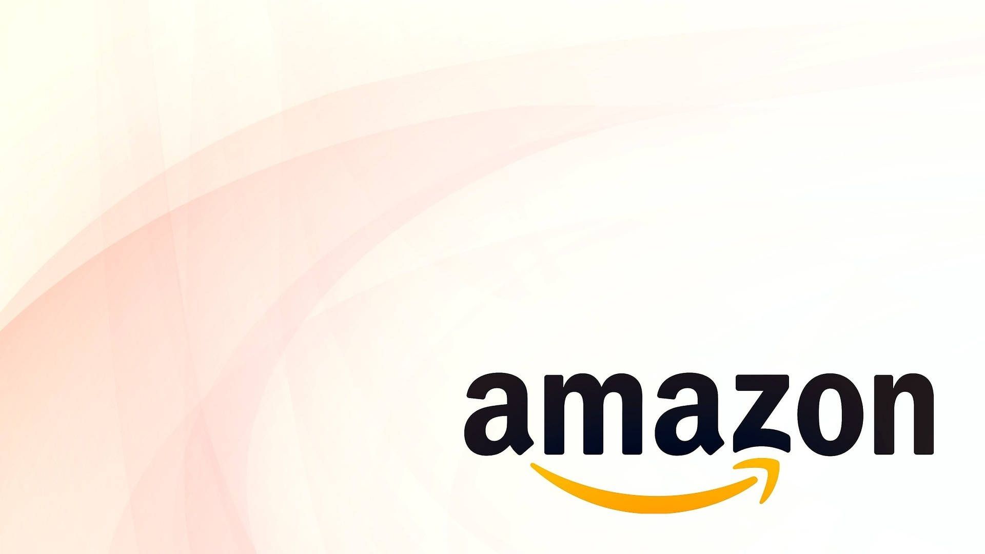 Amazon-Logo, Amazon, Abstrakt, Weißer Hintergrund, Pfirsichfarben, Full HD Wallpaper