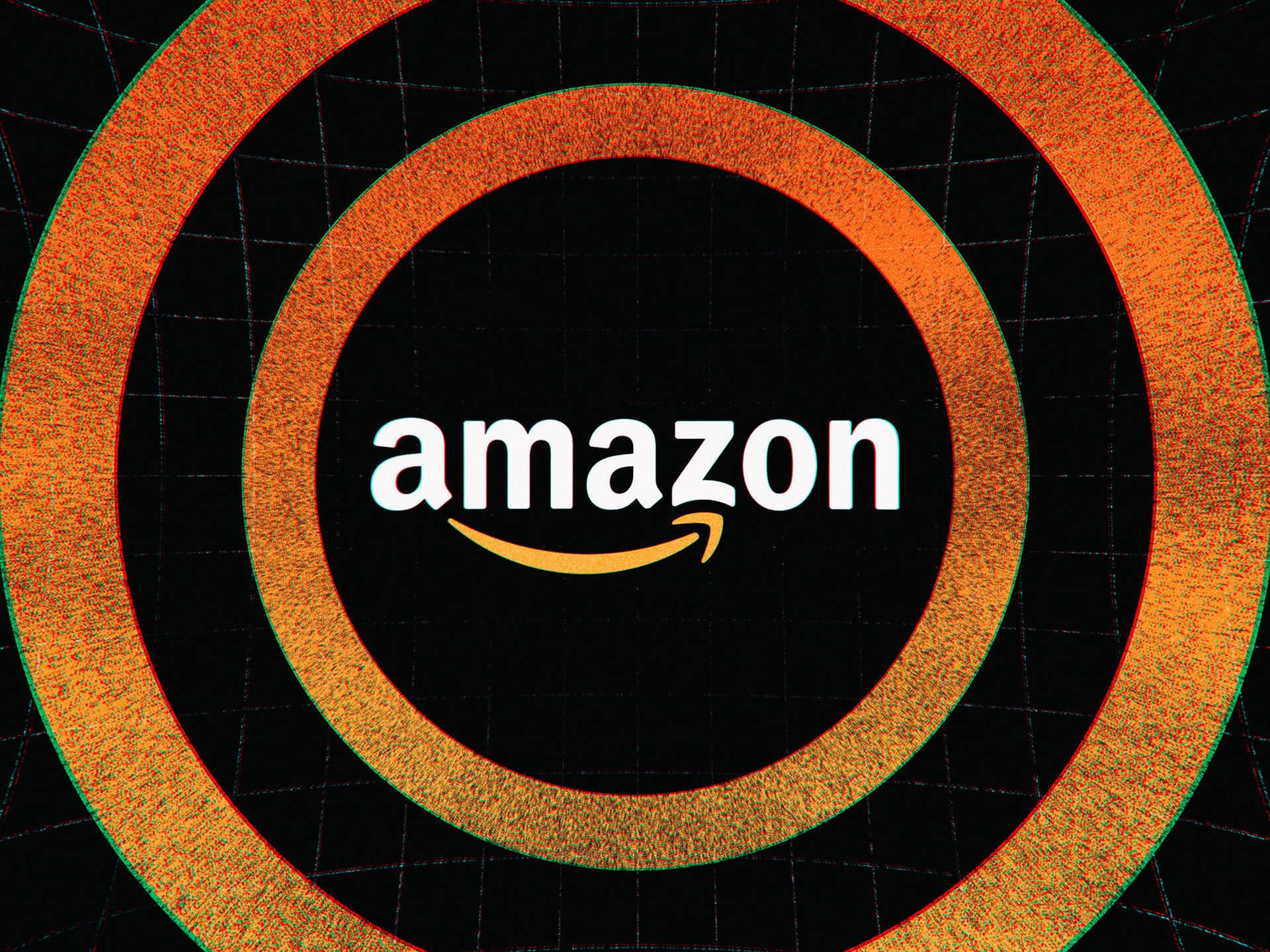 Amazon-Logo, Amazon, Orangefarbener Ring, Schwarzer Hintergrund, Grafikdesign, Full HD Wallpaper