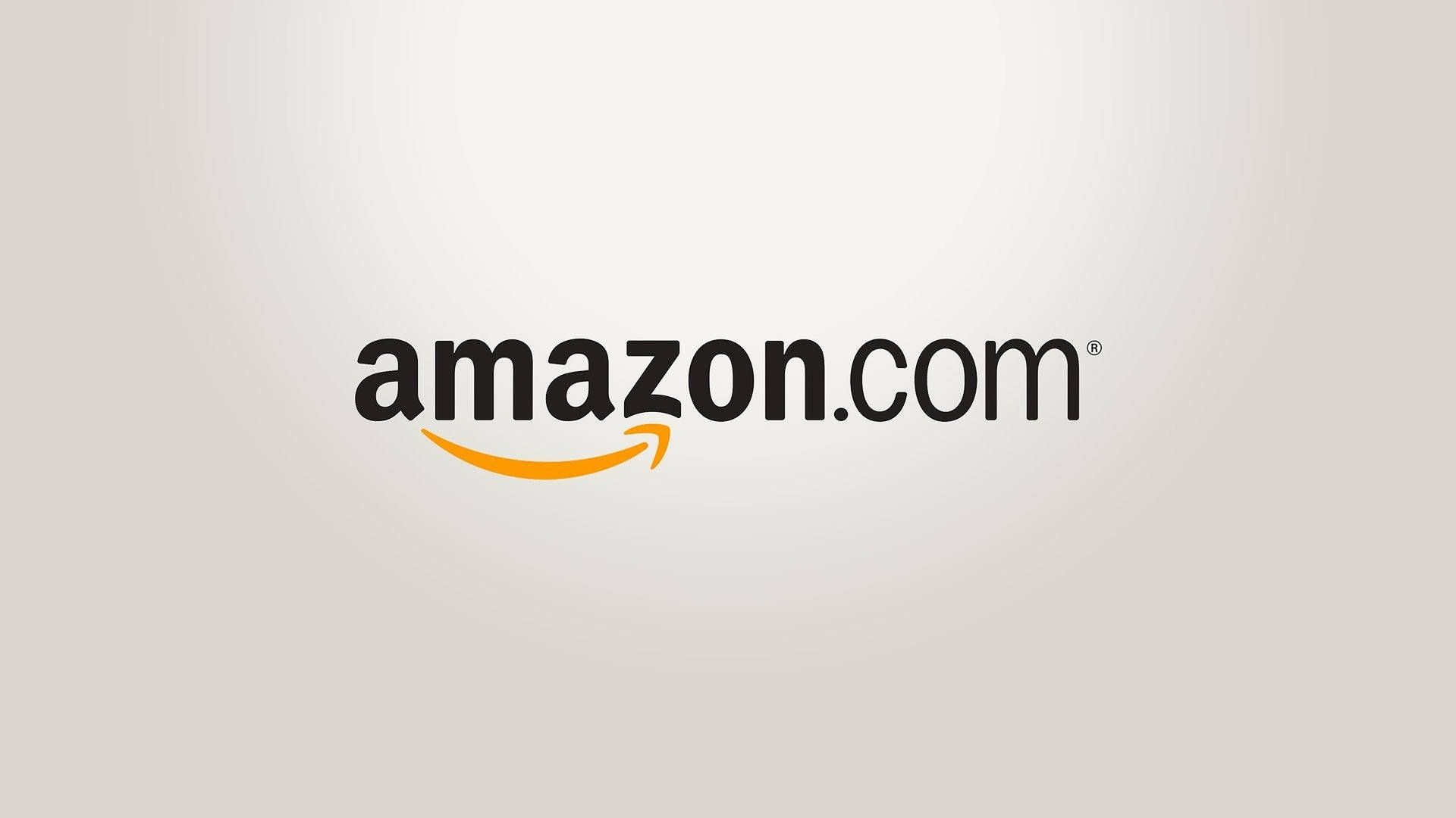 Amazon.com, Amazon-Logo, Online-Shop, Grauer Hintergrund, Full HD Wallpaper