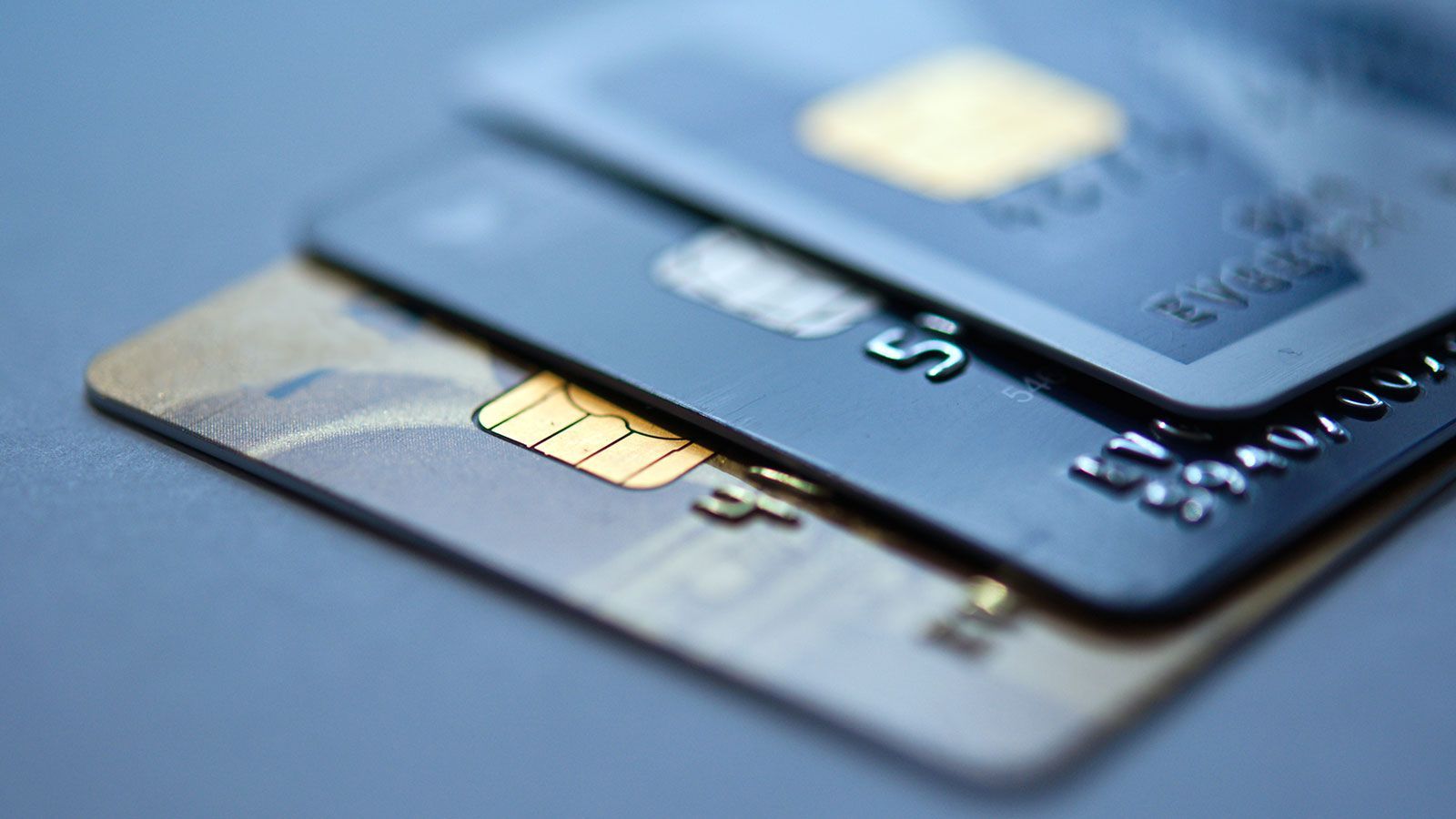 Bankkarten, EMV-Chip, Blau, Makro, 16:9, HD-Hintergrundbild für den Desktop