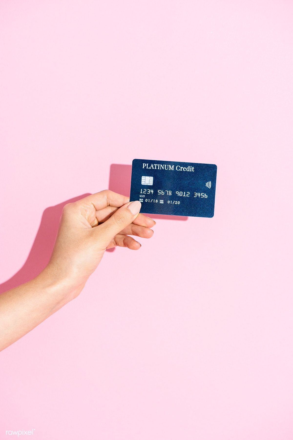 Bankkarte, Hand, Minimalismus, Rosa Hintergrund, Full HD Wallpaper