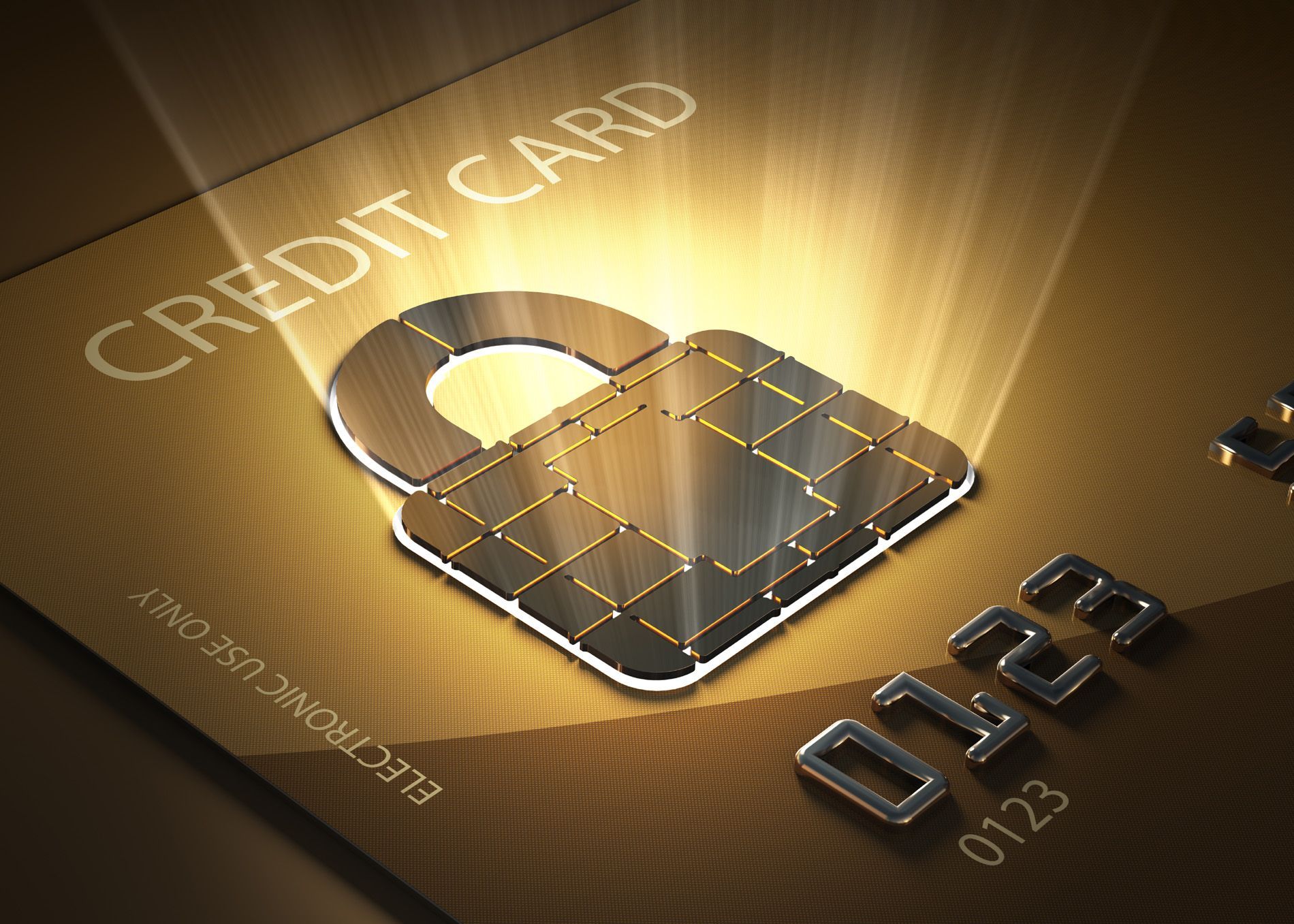 Credit Card, Chip, Goldkarte, Lichtstrahlen, Nahaufnahme, HD, Windows-Hintergrundbild
