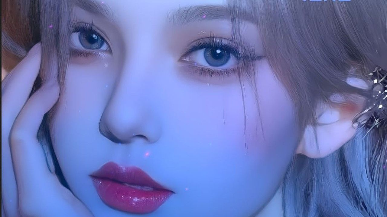 Junge Frau, Porträt, Blaue Augen, Digitale Kunst, Pastell, HD, Breitbild-Hintergrundbild