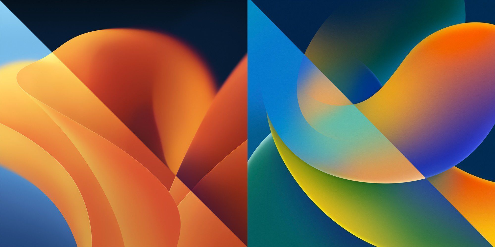 iPadOS 16, Apple, Abstrakt, Formen, Orange-Blau, Full HD, Desktop-Hintergrund für Windows