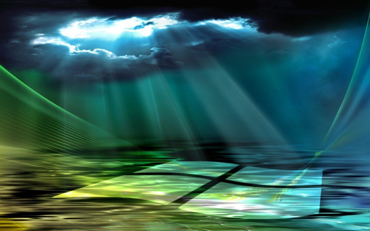 Windows Vista, Abstrakt, Lichtstrahlen, Grün, Wolken, 16:10, HD-Hintergrundbild für den Desktop
