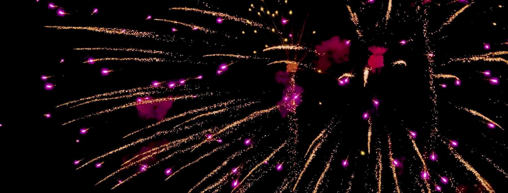 Feuerwerk, Nacht, Funken, Pink, Gold, HD, Desktop-Hintergrund für Windows