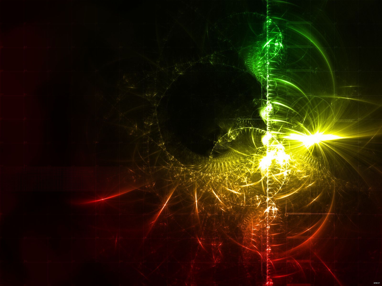 Fraktal, Lichtstrahlen, Gelb, Rot, Dunkel, HD, iPad-Hintergrundbild