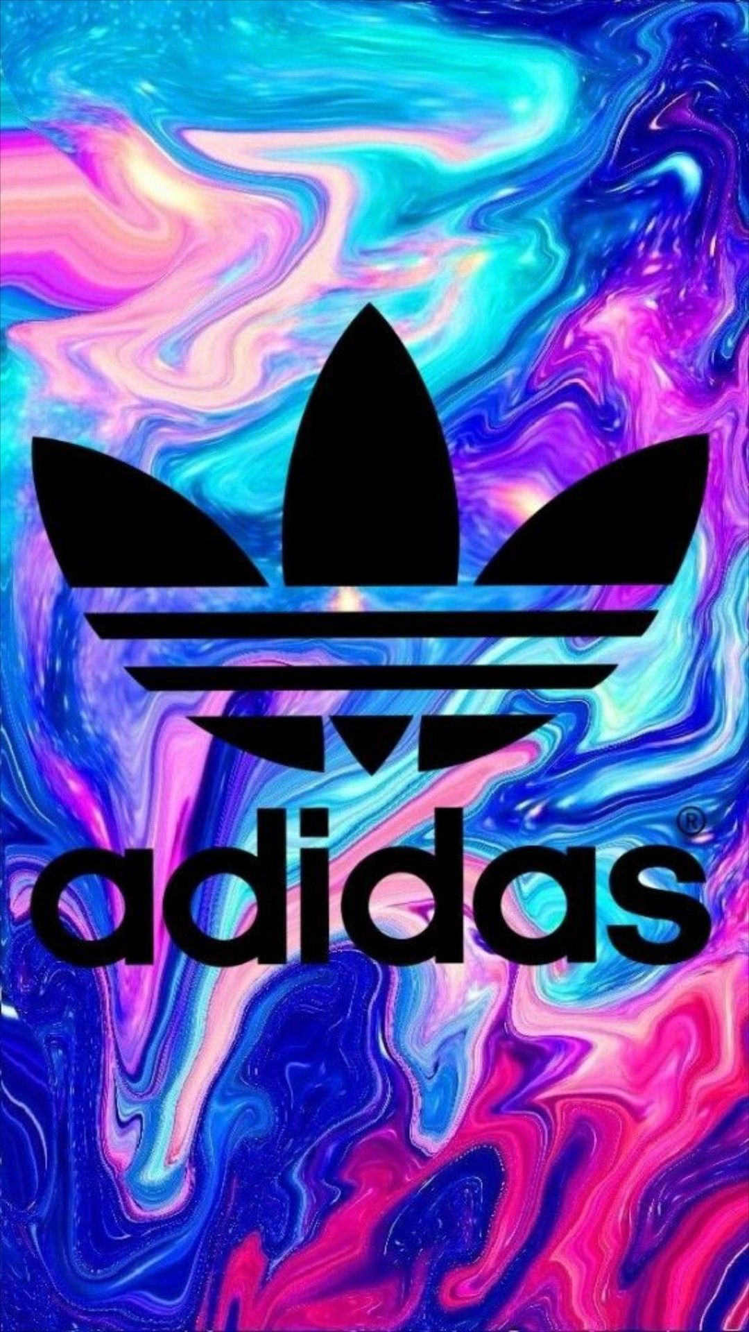 Adidas, Adidas Originals, Kleeblatt-Logo, Flüssige Farben, Marmoreffekt, Bunt, Psychedelisch, Handy-Hintergrundbild