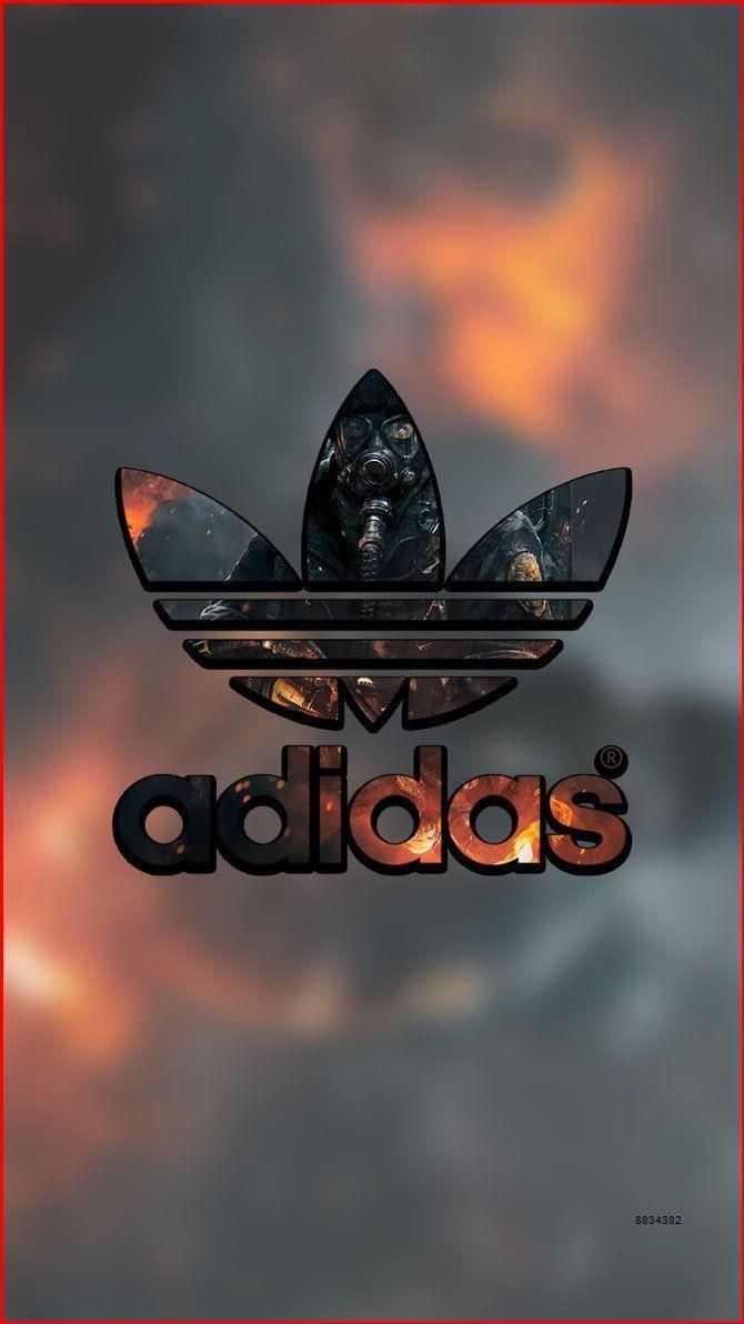 Adidas, Kleeblatt-Logo, Weltraum-Muster, Orange, Grau, Logo, Hintergrundbild fürs Handy