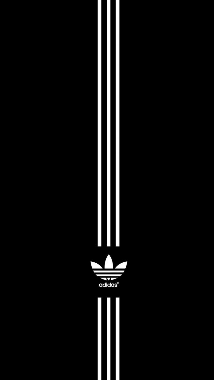 Adidas, Drei Streifen, Kleeblatt-Logo, Schwarz, Weiße Streifen, Minimalistisch, iPhone-Hintergrundbild