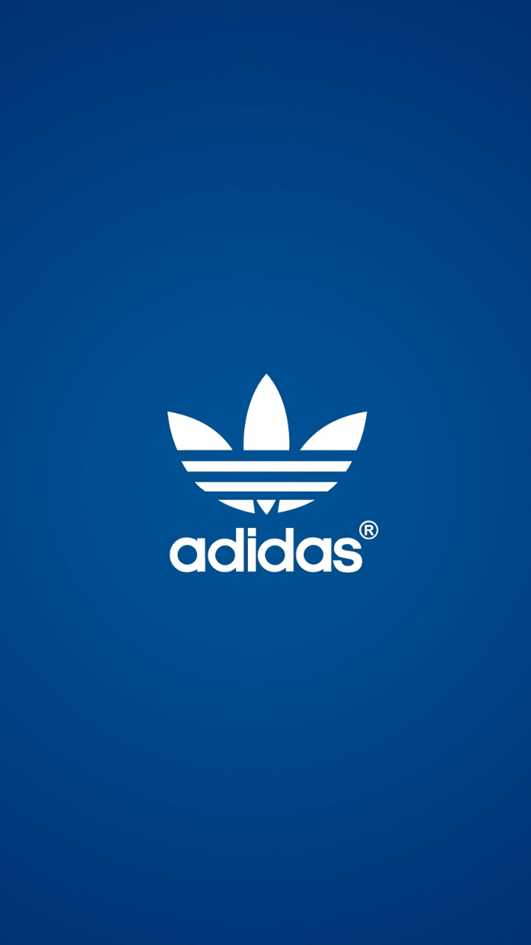 Adidas, Kleeblatt-Logo, Blauer Hintergrund, Minimalistisch, Logo, Sperrbildschirm fürs iPhone
