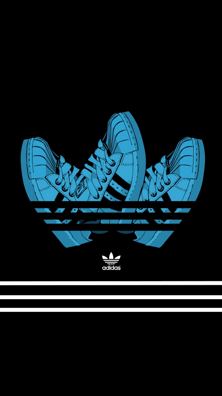 Adidas, Kleeblatt-Logo, Sneaker, Drei Streifen, Schwarz, Blau, HD, Handy-Hintergrundbild