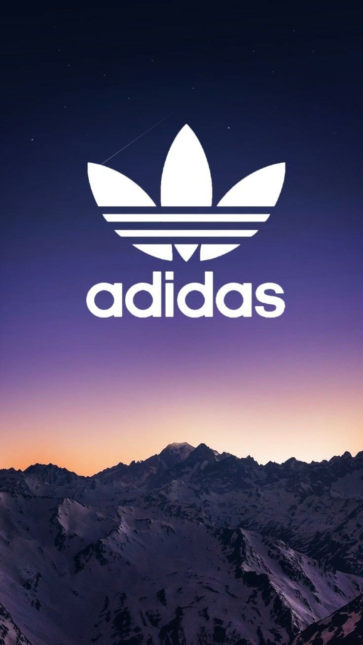Adidas, Kleeblatt-Logo, Berge, Dämmerung, Lila Himmel, HD, Sperrbildschirm fürs iPhone