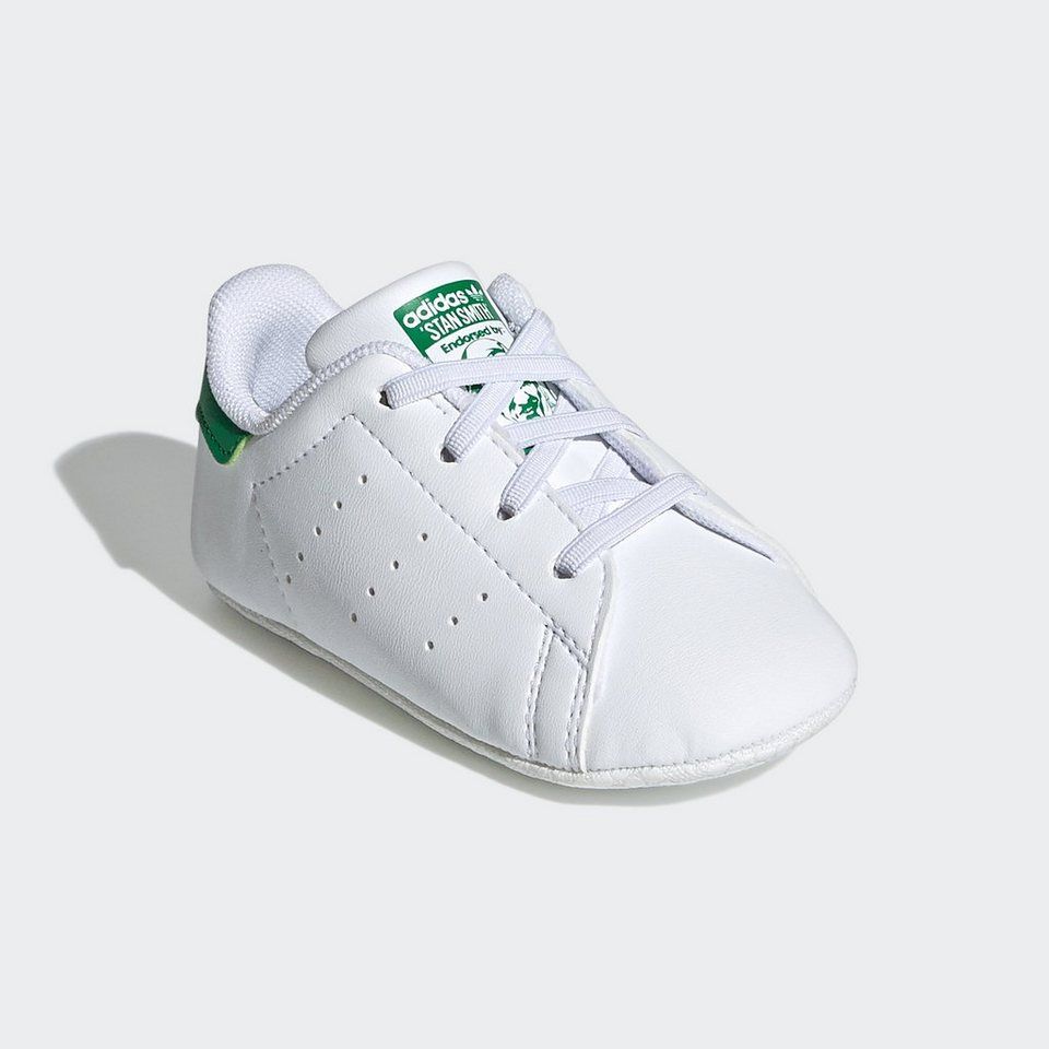 Adidas Stan Smith, Adidas, Babyschuh, Weißer Sneaker, Grüne Ferse, Produktfoto, Tablet-Hintergrundbild