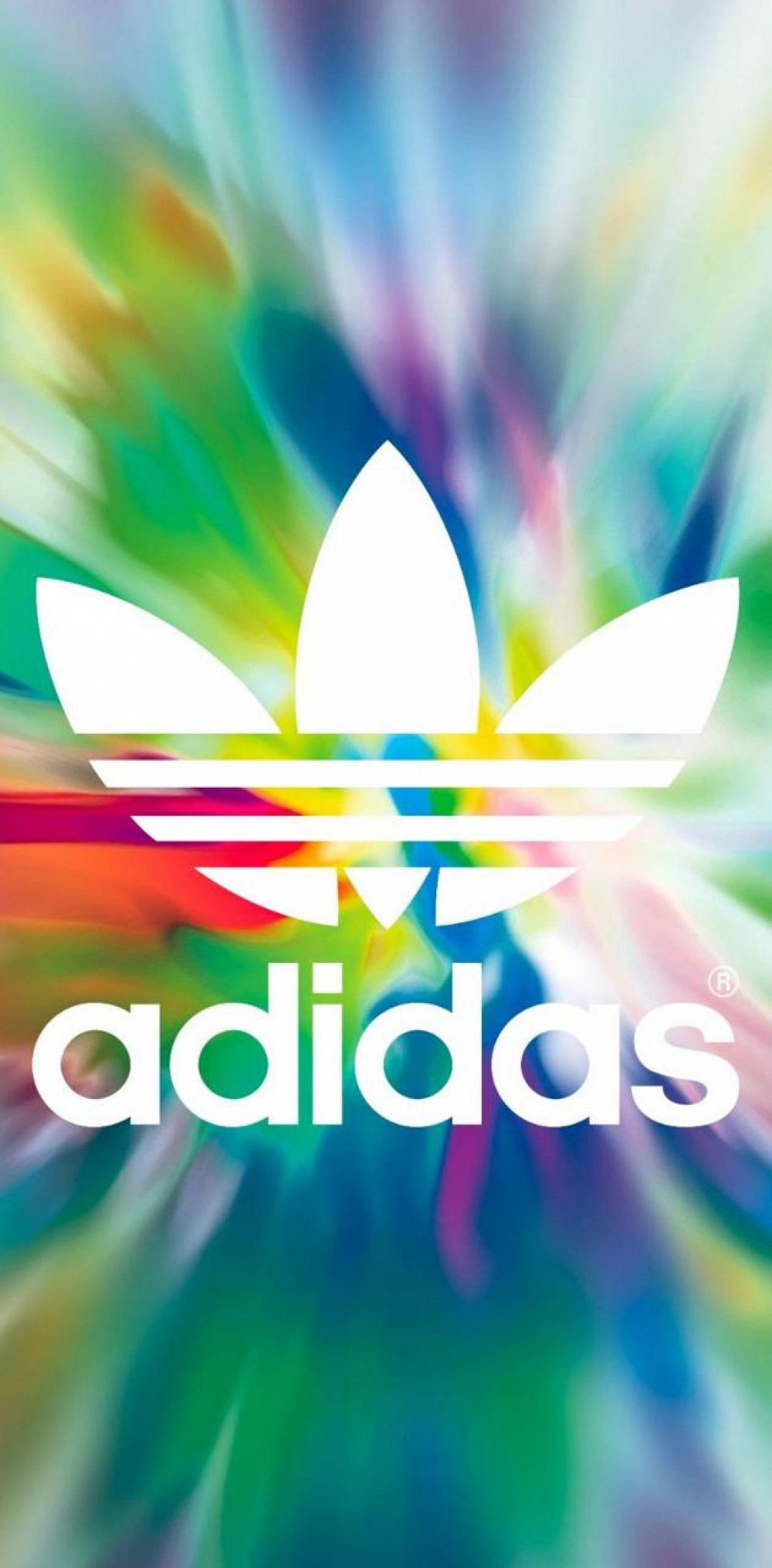 Adidas, Kleeblatt-Logo, Batik-Muster, Bunt, Regenbogen, HD, Hintergrundbild fürs Handy