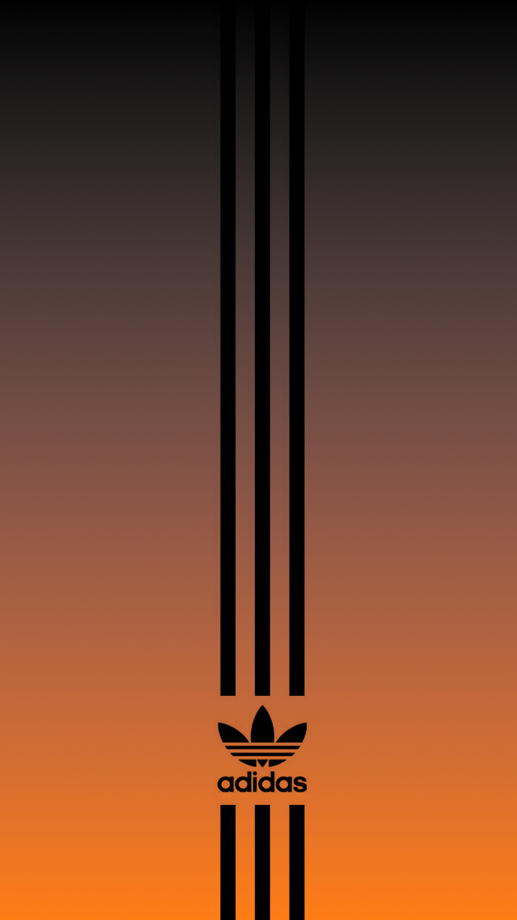 Adidas, Drei Streifen, Farbverlauf, Schwarz, Orange, Minimalistisch, 750x1334, Handy-Hintergrund