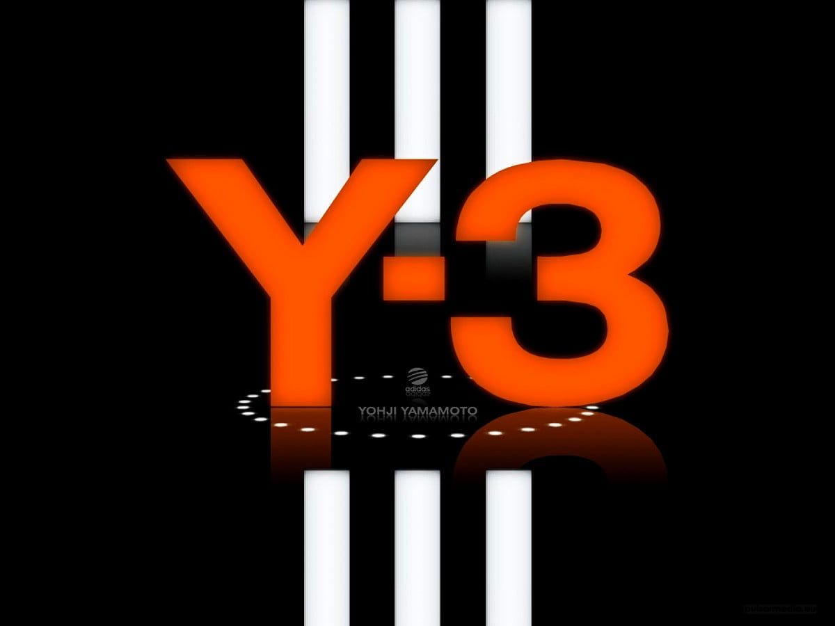 Y-3, Yohji Yamamoto, Adidas, Drei Streifen, Orange Schrift, Schwarz, Hintergrundbild fürs Tablet