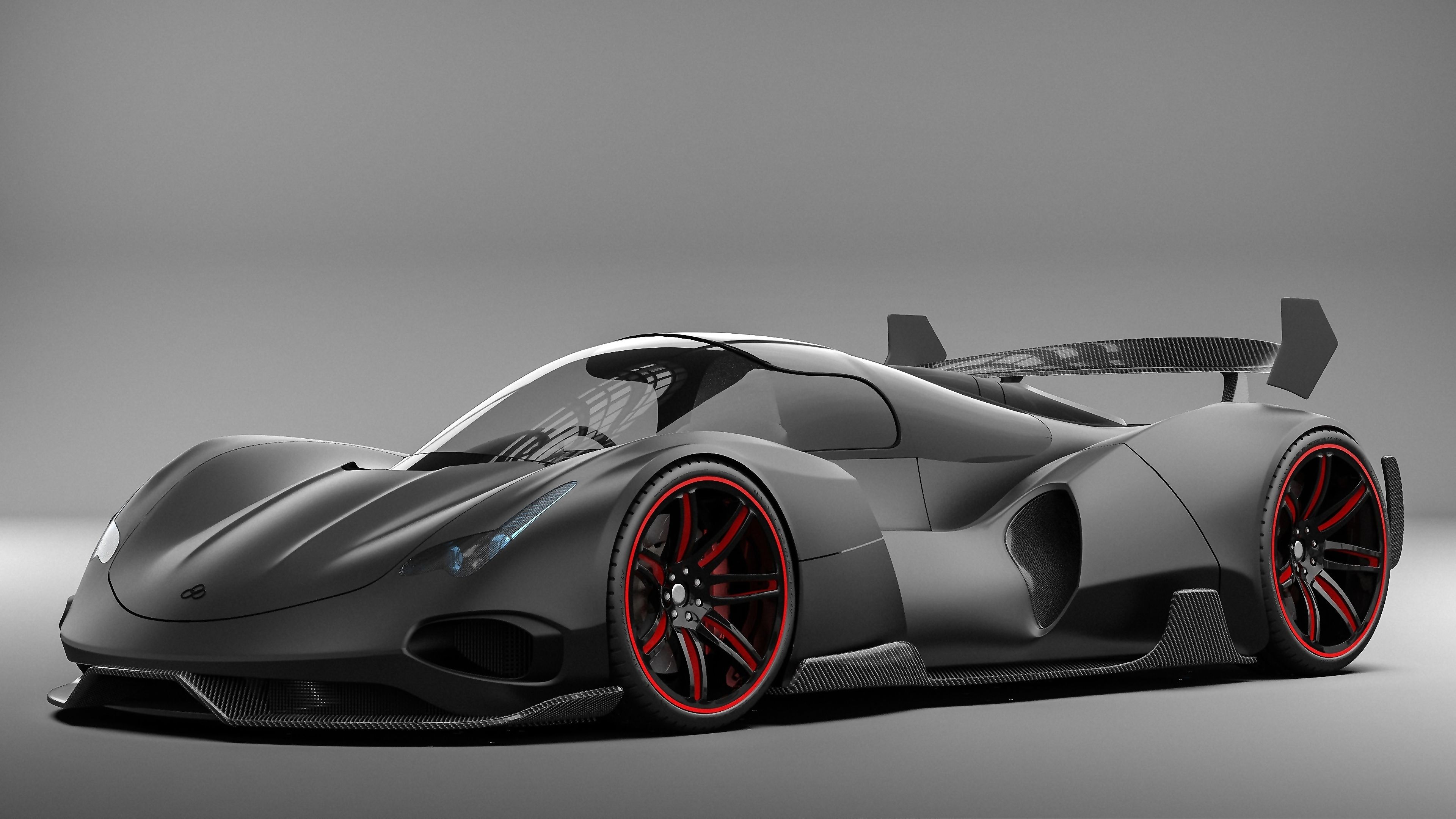 Konzeptauto, Hypercar, Grau, Rote Felgen, Studio, 4K 2160p, Desktop-Hintergrundbild
