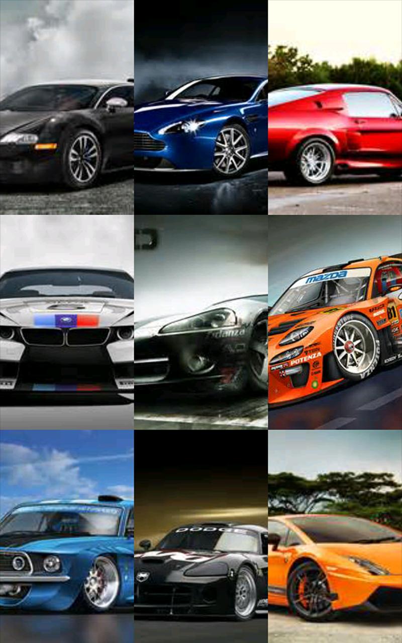 Collage, Sportwagen, Verschiedene Autos, Muscle Cars, Bunt, Hintergrundbild fürs Handy