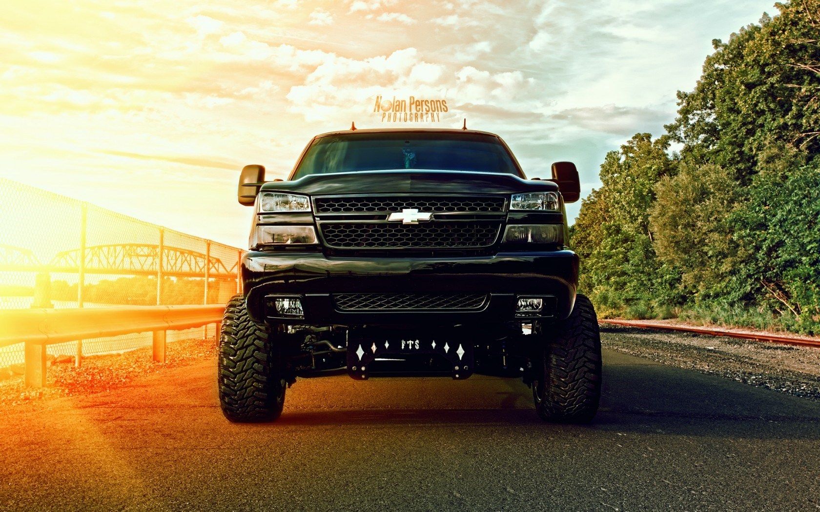 Chevrolet Silverado, Chevrolet, Pick-up, Gegenlicht, Sonnenuntergang, Straße, HD-Desktop-Hintergrund