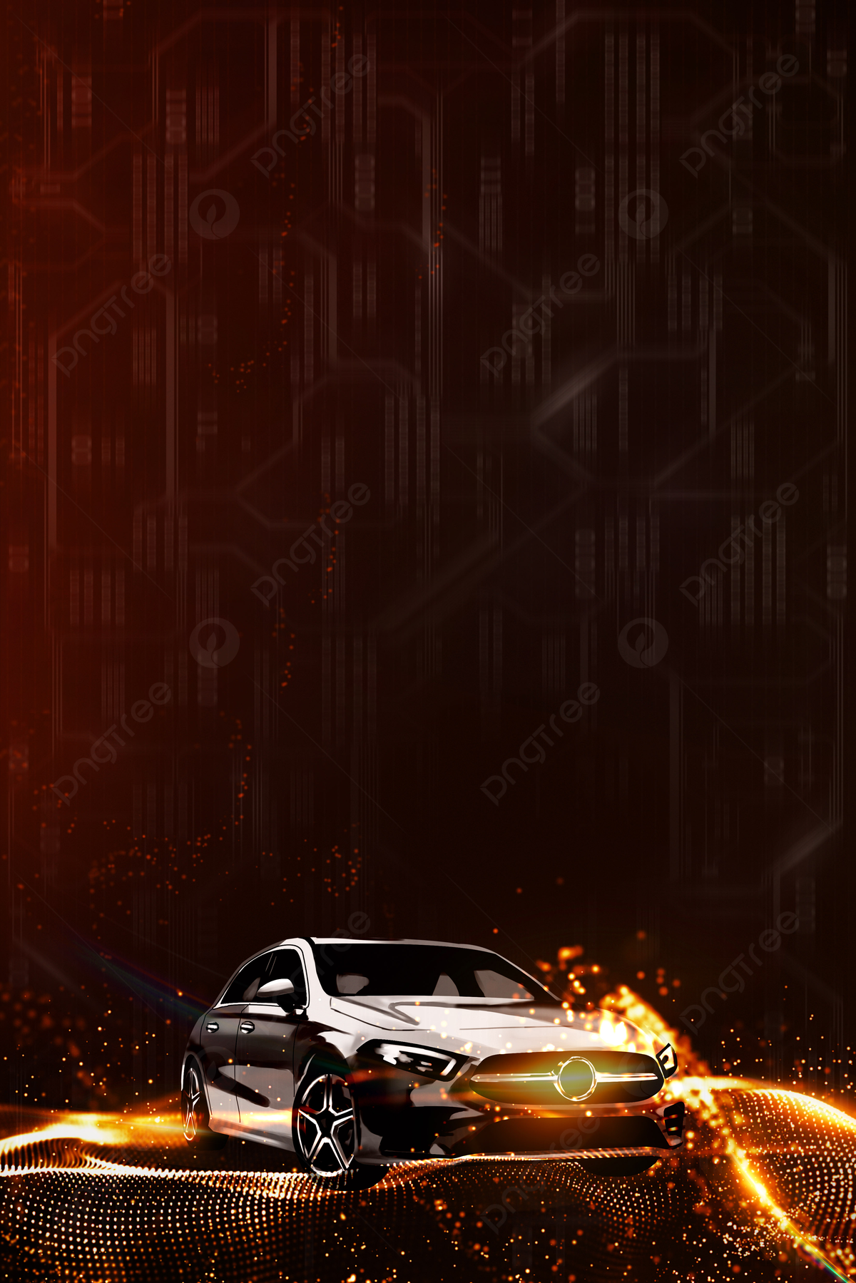 Sportwagen, Funken, Dunkel, Rote Lichter, Nacht, Full HD, Hintergrundbild fürs Tablet