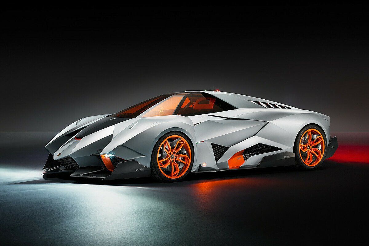 Lamborghini Egoista, Lamborghini, Konzeptauto, Orange Felgen, Dunkler Hintergrund, Wallpaper