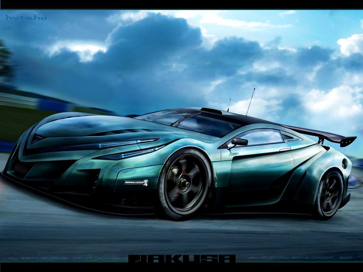 Konzeptauto, Supersportwagen, Wolken, Türkis, Rennstrecke, Hintergrundbild fürs iPad