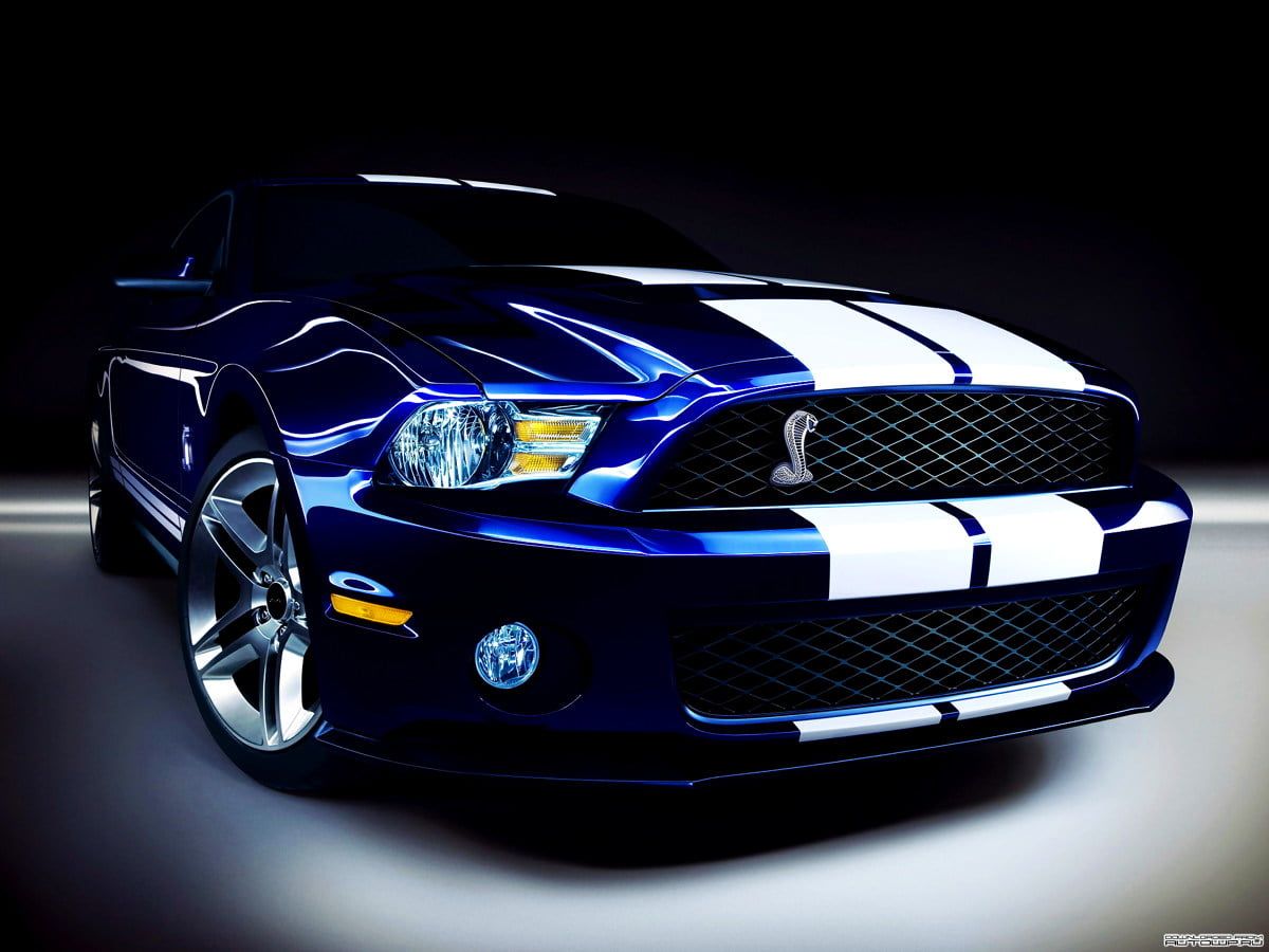 Ford Mustang Shelby GT500, Shelby, Rennstreifen, Blaues Auto, Dunkel, Hintergrundbild fürs Tablet