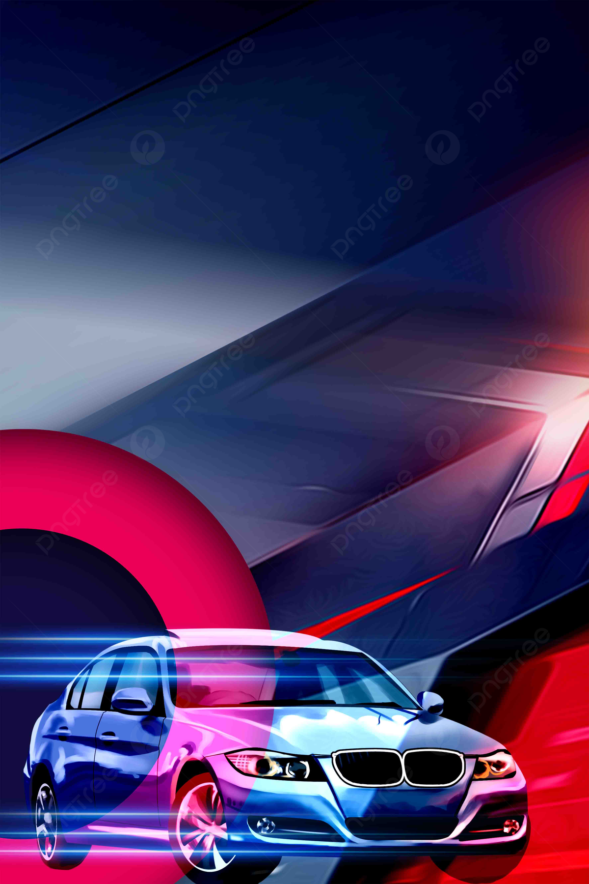 BMW, Abstrakt, Neon, Rot, Blau, Grafikdesign, Full HD, iPad-Hintergrundbild