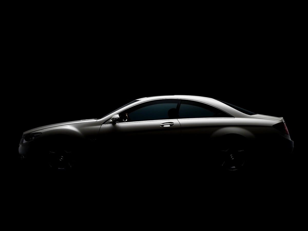 Mercedes-Benz, Coupé, Silhouette, Schwarzer Hintergrund, Seitenansicht, Minimalistisch, Wallpaper